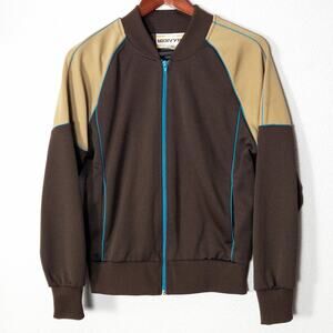 Mervyn's Colorblock Bomber Jacket S Brown Nostalgic 70s Colorblock